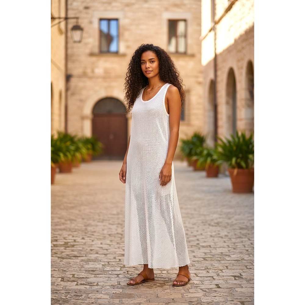 (B-69)FeNoel Target White Mesh Maxi Dress Cover Up Sleeveless Size XXL Beach Swi